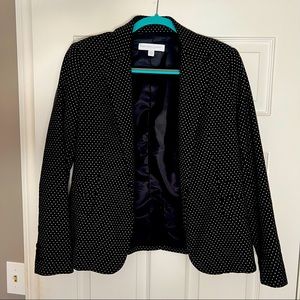 New York & Co Navy Blue Polkadot Blazer